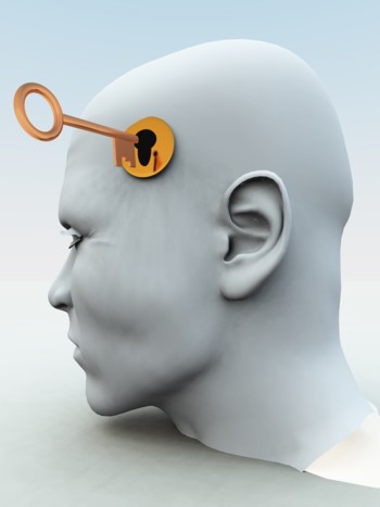 A key opening the mind of a man